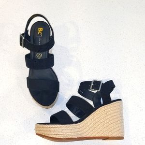 BC Footwear Black Strappy Wedges